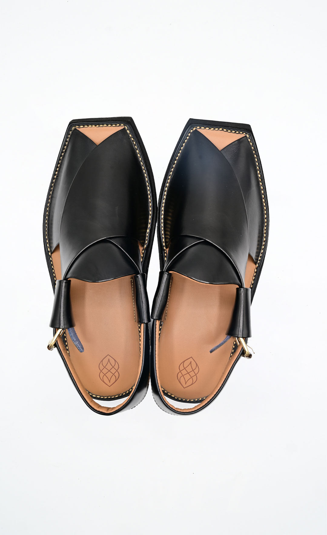 Executive Kaptaan Black Peshawari Chappal - Main Image