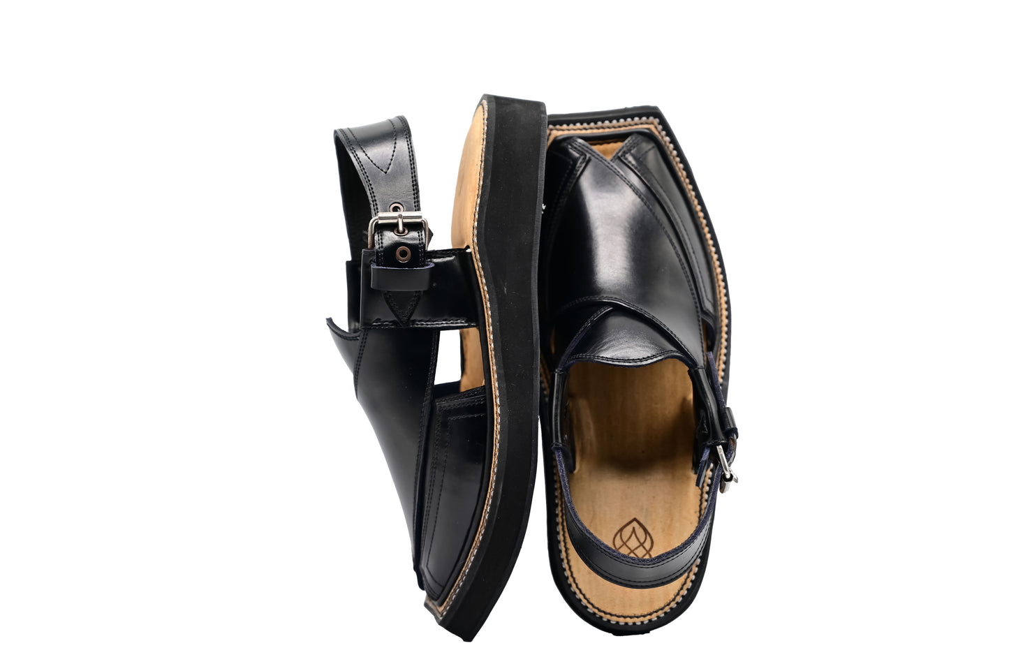 Premium Black Peshawari Kaptaan Chappal Black