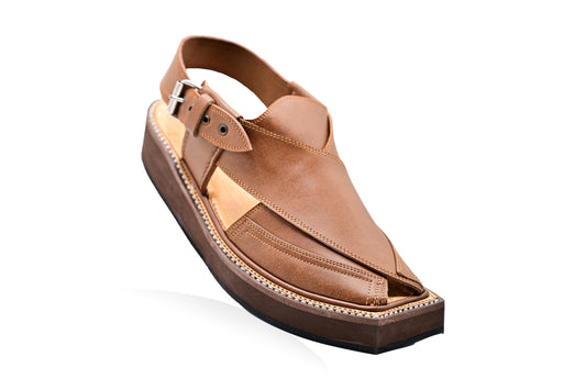Premium Peshawari Kaptaan Chappal Walnut