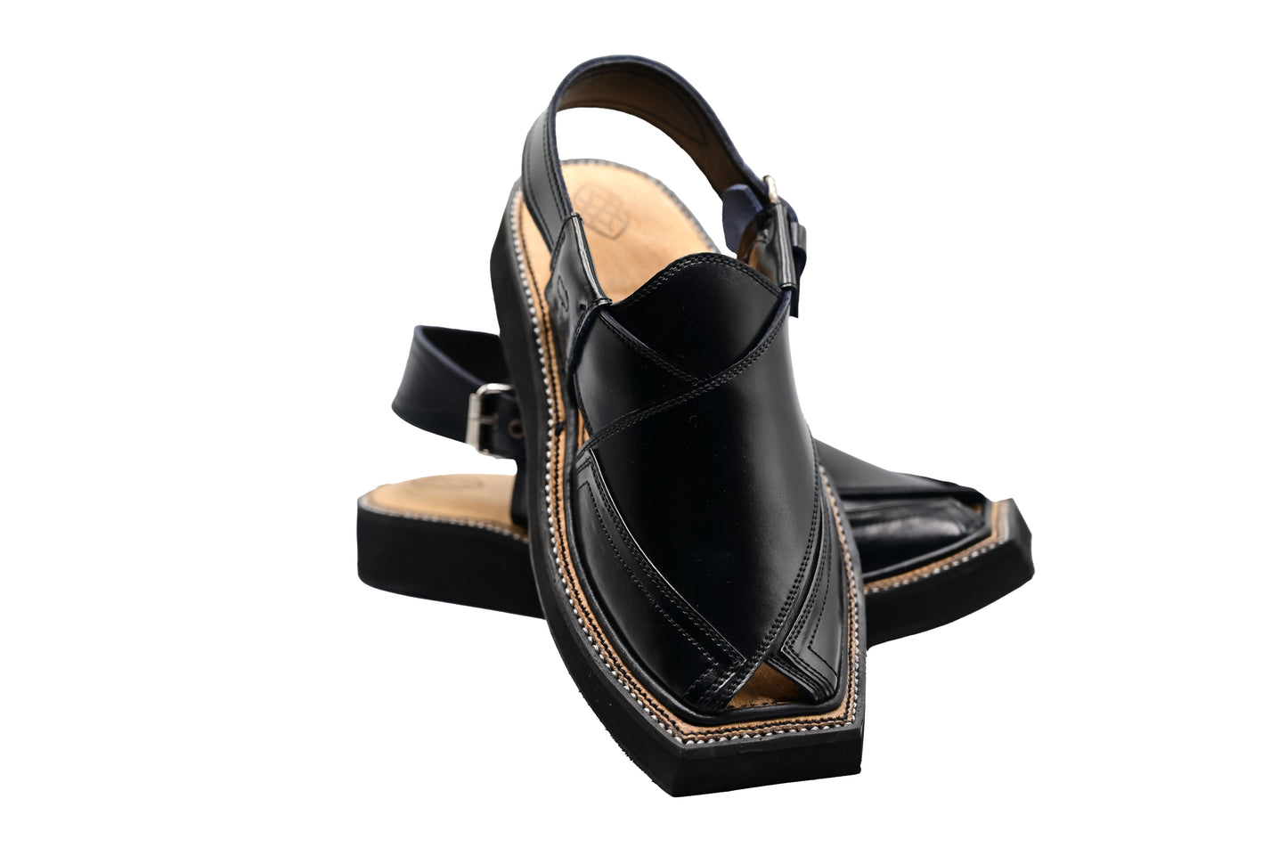 Premium Black Peshawari Kaptaan Chappal Black